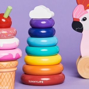 🌈 Stacking Rainbow Colors White Cloud Baby Toy by Sunnylife Sunny Life 🌈